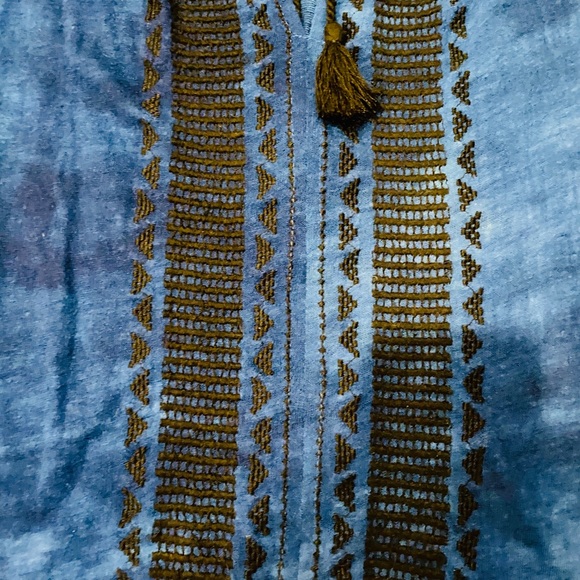 LUCKY BRAND Royal Blue Embroidered Peasant Blouse - Picture 4 of 5